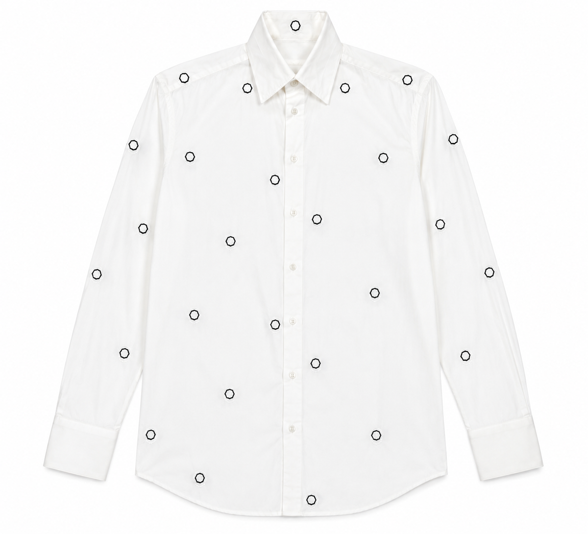 White Circle Embroidered Shirt