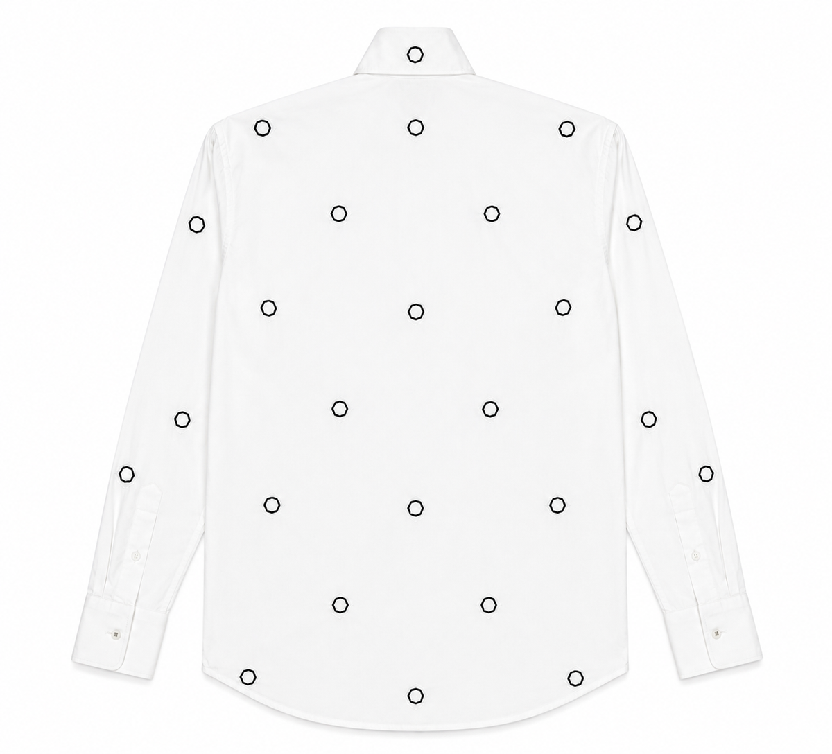 White Circle Embroidered Shirt